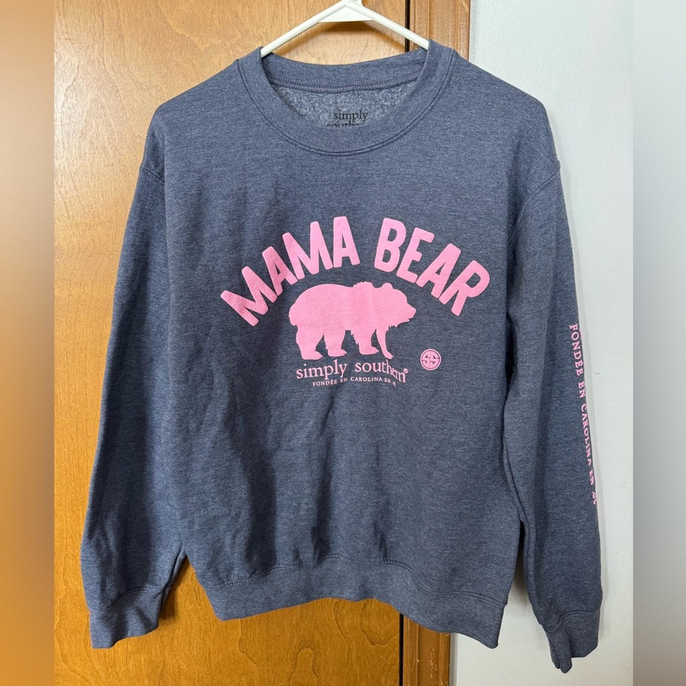 Simply Southern Mama Bear Sweatshirt - Charcoal And Pink